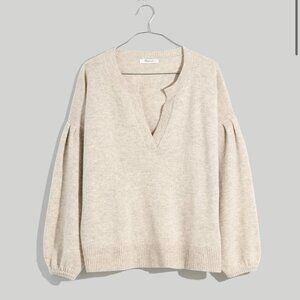 NWT. Madewell Wool Blend Sweater. Barrel Type Sleeves. Medium. Heather Beige